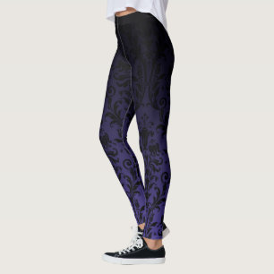 Leggings Ombre noir à violet Ombre dégradé Fade Floral Dama