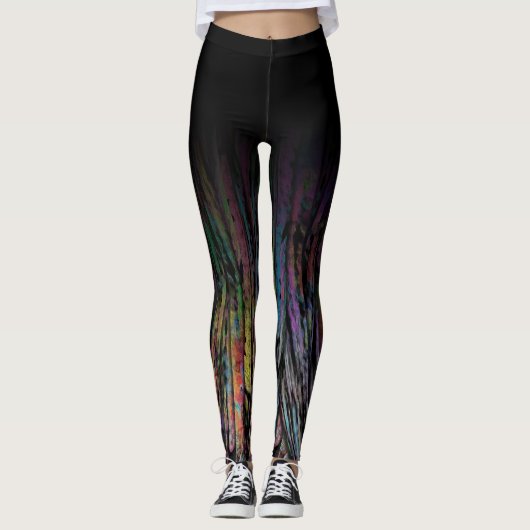 Leggings Ombre noir avec Artsy abstrait génial multicolore (Devant)