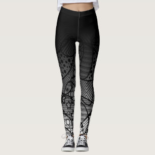 Leggings Ombre noir avec l'abrégé sur noir et blanc 4 mot