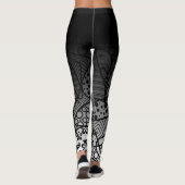 Leggings Ombre noir avec l'abrégé sur noir et blanc 4 motif (Dos)
