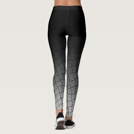 Leggings Ombre noir avec Motif à hayon noir et blanc (Dos)