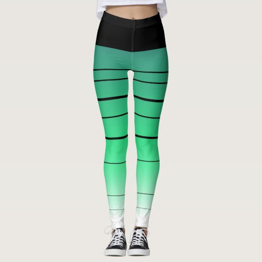 Leggings Ombre Noir Et Vert (Devant)