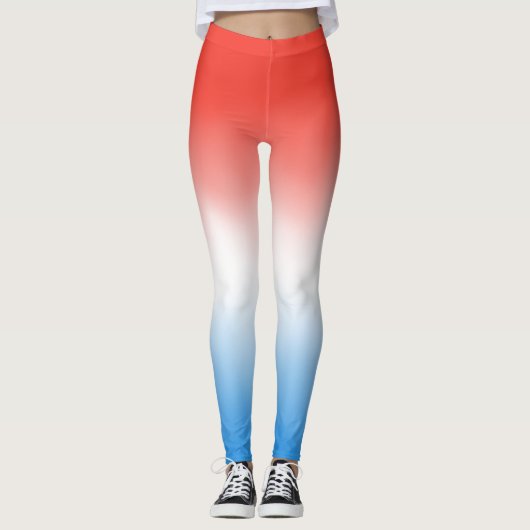 Leggings Ombre patriotique rouge, blanc et bleu (Devant)
