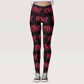 Leggings Ombre rose chaud pour femmes au golf sur noir (Devant)