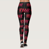 Leggings Ombre rose chaud pour femmes au golf sur noir (Dos)