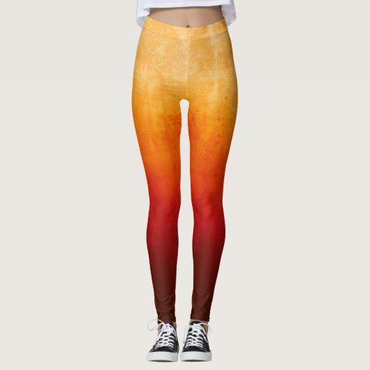 Leggings Ombre rustique rouge jaune (Devant)