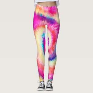 Leggings Ombre Tie Dye Arc-en-ciel Swirl Jaune rose