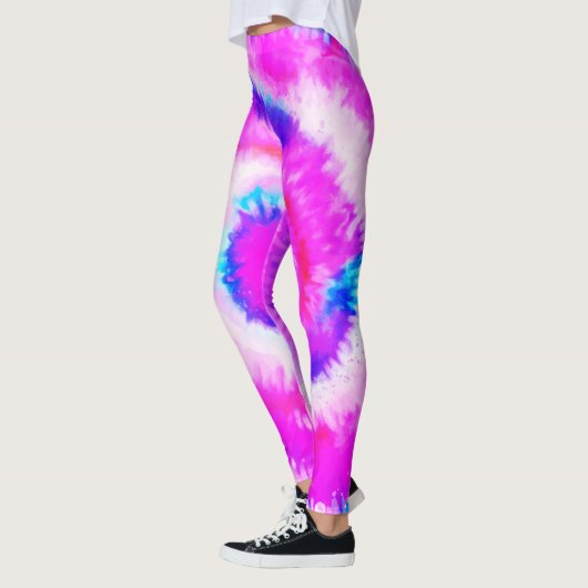 Leggings Ombre Tie Dye Rainbow Swirl Fuchsia (Gauche)