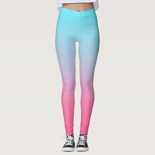 Leggings Ombre turquoise et rose (Devant)