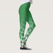 Leggings Ombre verte et Motif Shamrock vert sur blanc (Droite)
