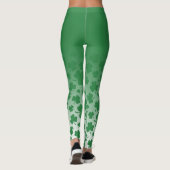 Leggings Ombre verte et Motif Shamrock vert sur blanc (Dos)