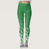 Leggings Ombre verte et Motif Shamrock vert sur blanc (Devant)