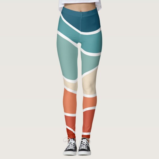 Leggings Ondes colorées de style rétro (Devant)