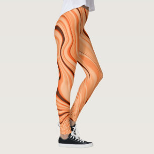 Leggings Ondes dans les tons orange, cylindre marron incurv