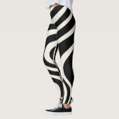 Leggings Ondes de style rétro noir et blanc (Gauche)