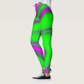 Leggings ondes néon vert-rose (Gauche)