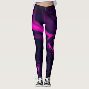 Leggings Ondulations ou fumée blanche rose sur rose profon