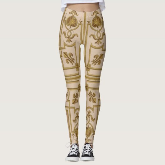 Leggings opulente empreinte d'or baroque (Devant)