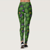 Leggings Opuntie de floraison sur vert foncé (Dos)