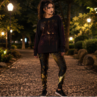 Leggings Or Astrologie Phases Lunaires Or Céleste Noir & Or