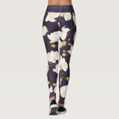 Leggings Or, blanc & violet élégant orchidée floral moderne (Dos)