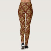Leggings Or brillant et Damas Brown floral foncé (Dos)