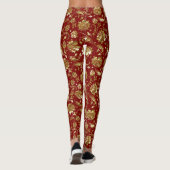Leggings Or brillant et rouge foncé Floral Damask (Dos)