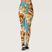 Leggings Or drôle et Teal de monstre de Tiki (Dos)