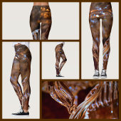 Leggings Or et Brown filaments Abstrait