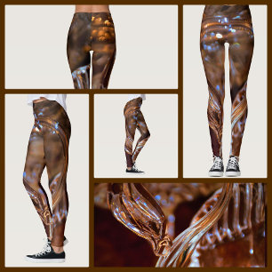 Leggings Or et Brown filaments Abstrait