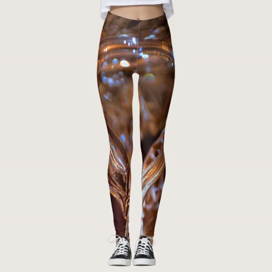 Leggings Or et Brown filaments Abstrait (Devant)