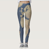 Leggings Or et carte bleue du monde (Devant)