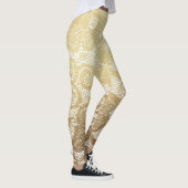 Leggings Or et dentelle florale blanche de Faux (Droite)