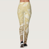 Leggings Or et dentelle florale blanche de Faux (Dos)