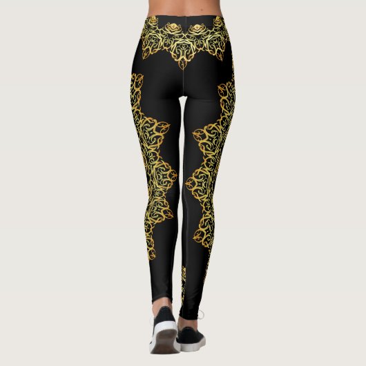 Leggings Or et or Rose Abstrait Design prismatique (Dos)