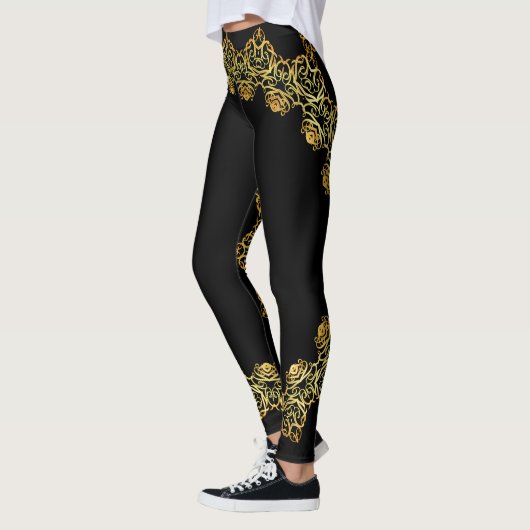 Leggings Or et or Rose Abstrait Design prismatique (Gauche)