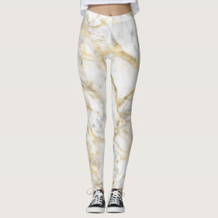 Leggings Or Jaune Gris Motif Marbre Yoga Femmes