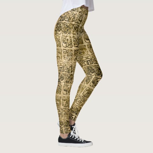 Leggings Or maya et aztèque de glyphs sur la texture (Droite)