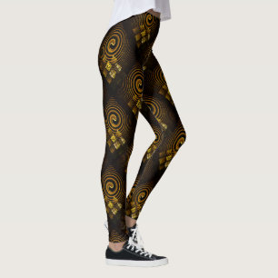Leggings Or Moderne Bohème Élégant Motif d'Art Abstrait #50