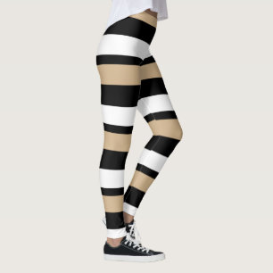 Leggings Or noir et blanc Horizontal-Rayés