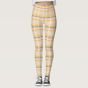 Leggings Or rose orange et rayures vertes