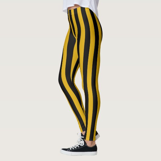 Leggings Or vertical et rayures noires (Gauche)