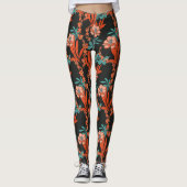 Leggings Orange Abstrait motif floral (Devant)