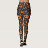 Leggings Orange Black Halloween Tricoter ou traiter les icô (Dos)