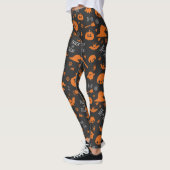 Leggings Orange Black Halloween Tricoter ou traiter les icô (Gauche)