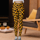 Leggings Orange Black Leopard Skin Safari Fun Pattern Print