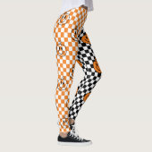 Leggings Orange Black Retro Rad Pumpkin Checkered Halloween (Droite)