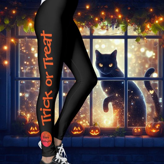 Leggings Orange Black Scary Bloody Pleine lune Fun Hallowee