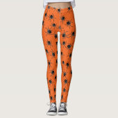 Leggings Orange Black Spider Halloween (Devant)