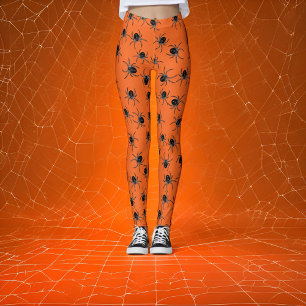 Leggings Orange Black Spider Halloween